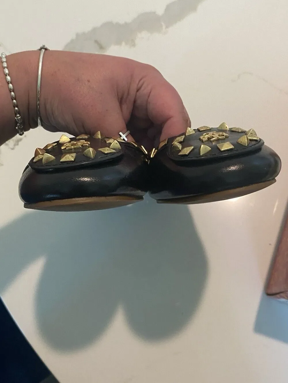 NWB Tory Burch Gold Studded Black Flats